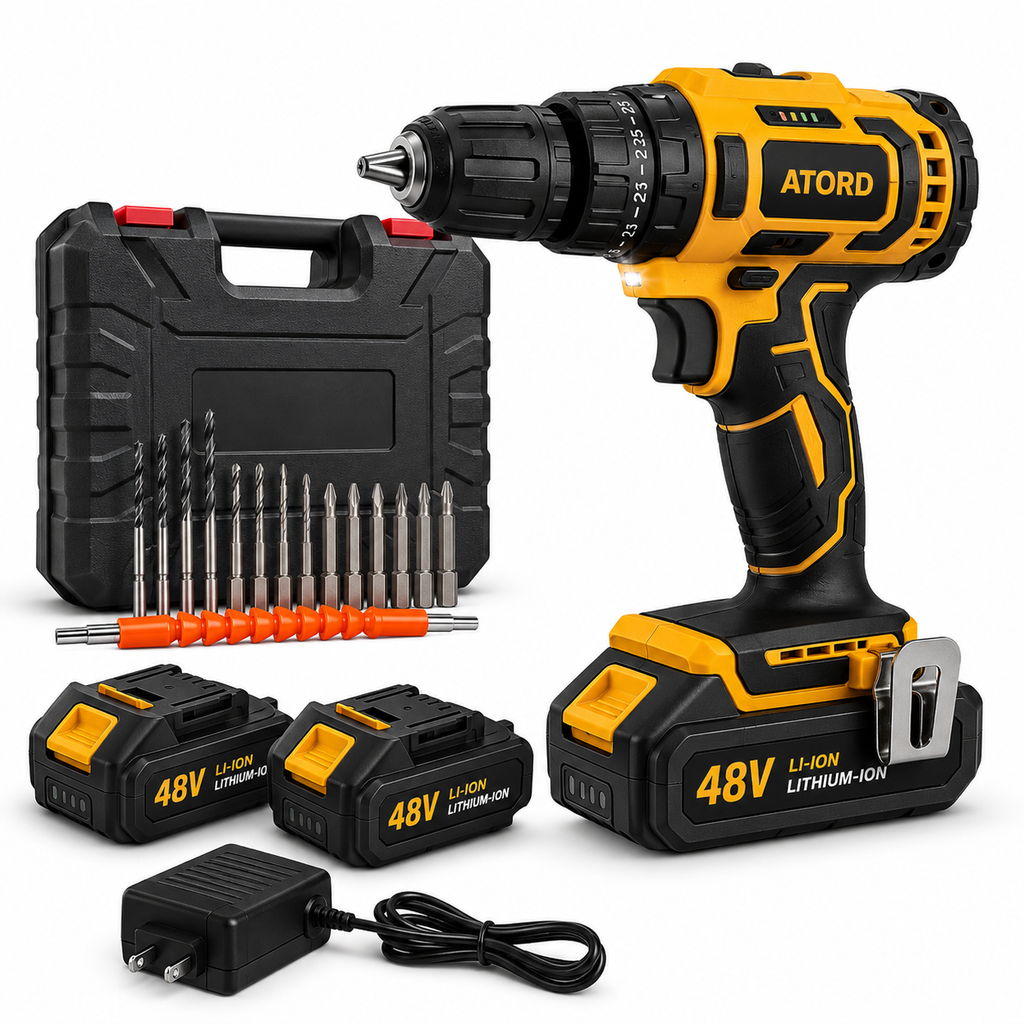 🔥Taladro Inalámbrico 48V + 2 Baterías + Maleta Profesional