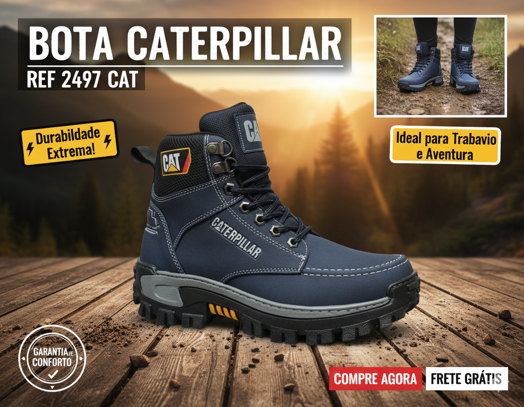 🥾 BOTA CAT VENA AZUL – Fuerza, Estilo y Máxima Resistencia