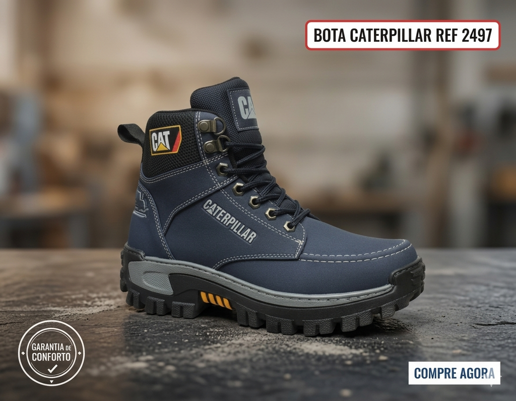 🥾 BOTA CAT VENA AZUL – Fuerza, Estilo y Máxima Resistencia