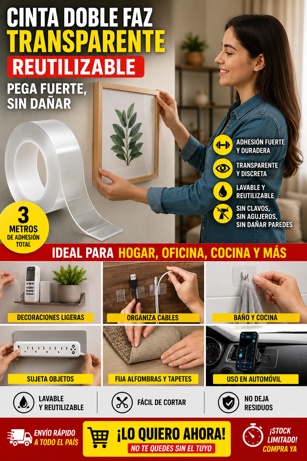 💥 ¡La cinta que reemplaza clavos, tornillos y complicaciones!