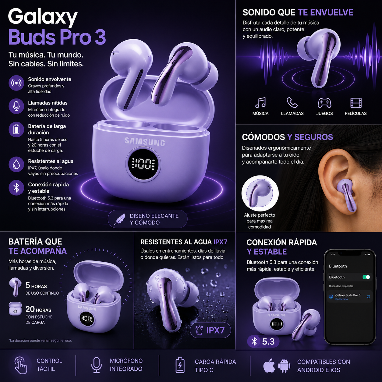 🎧 Galaxy Buds Pro 3– Tecnología Avanzada